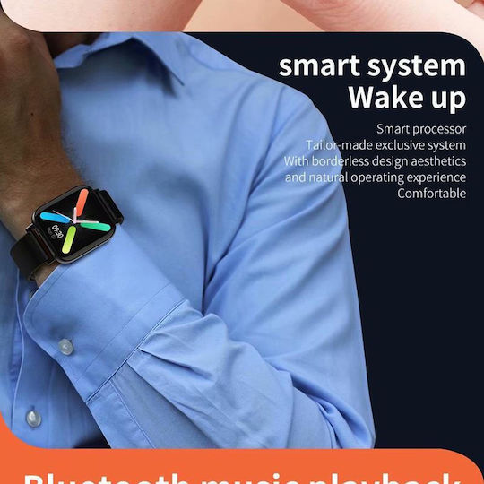 Smartwatch Qwath Idealstore Funcție Apeluri Primite Monitorizare Somn Monitorizare Ritm Cardiac Monitor Tensiune Arterială Tracker Fitness Ecran TFT de 1,54 Inch Rezistent la Apă IP67 Compatibil iOS Android Silicon Negru