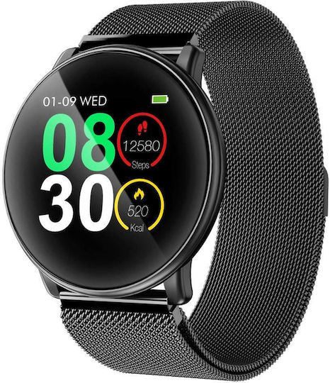 Smartwatch Fitness Bracelet 2in1 Bestproof Extra 8 Step Distance Monitoring Heart Rate Detection Anti-lost Function Weather Display Call Text Notifications Ip67 Waterproof Metallic Black