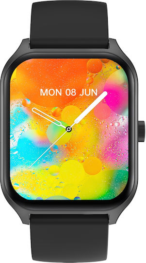 Prince Collection Smartwatch Idealstore 1,96 Zoll Touchscreen Bluetooth-Anruf Nachrichtenbenachrichtigungen Herzfrequenz Schlafüberwachung Multisport Eingebauter Lautsprecher Mikrofon IP67 Alarm Android-iOS Lange Akkulaufzeit Schwarze Edition