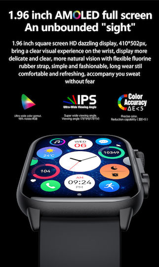 Smartwatch Idealstore Tessla 11 Pro Display Amoled Apelare Bluetooth Difuzor Microfon Monitorizare Somn Sport NFC Asistent Vocal Monitorizare Sănătate Aplicații Bursiere Prognoza Meteo Notificări Facebook Whatsapp Instagram Culoare Neagră