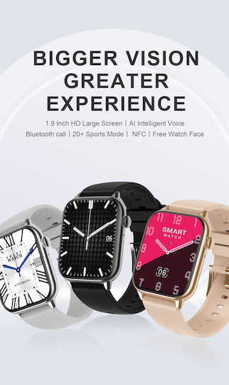 Ceas Inteligent Colecția Star Idealstore Ecran Tactil 1.85 Inch Apel NFC Notificări Mesaje prin Bluetooth Monitorizare Ritm Cardiac Somn Difuzor și Microfon Încorporat IP67 Alarmă Android-iOS Negru Metalic