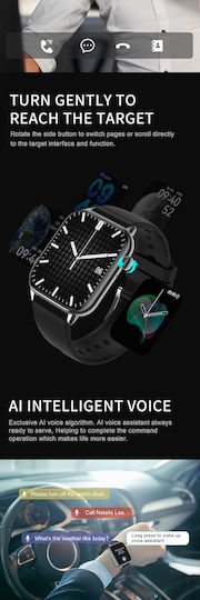 Ceas Inteligent Colecția Star Idealstore Ecran Tactil 1.85 Inch Apel NFC Notificări Mesaje prin Bluetooth Monitorizare Ritm Cardiac Somn Difuzor și Microfon Încorporat IP67 Alarmă Android-iOS Negru Metalic