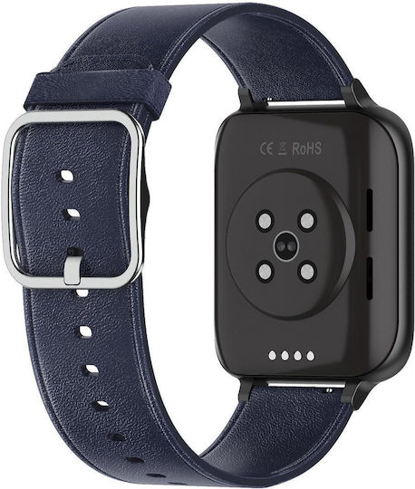 Twinkler Smartwatch Idealstore 1,78" LTPS Display Anruffunktion Herzfrequenzsensor Pulsoximeter Schlafmonitor Multisport Wasserfest Kompatibel mit Android iOS Blaues Leder