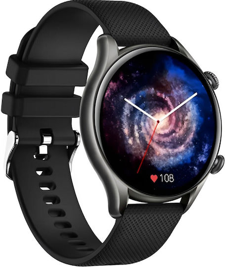 Smartwatch Tirana Fashion Idealstore Ecran Tactil Complet IPS Monitorizare Ritm Cardiac Monitorizare Tensiune Arterială Monitorizare Saturație Oxigen Somn Vreme Multi-sport Notificări Apeluri SMS Social Media IP67 Baterie de Lungă Durată Ediție Neagră