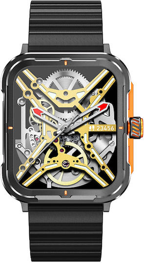 Strongcollection Idealstore Smartwatch Ecran Tactil de 1,83 Inch Notificări Mesaje Social Media Răspuns Apeluri Bluetooth Microfon Încorporat Difuzor Monitorizare Somn Tensiune Arterială Multi-sport IP67 Alarmă Android-iOS Ediția Neagră