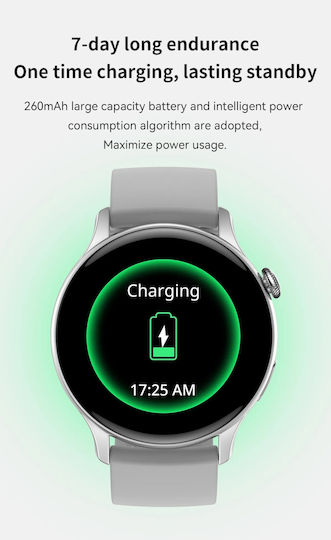 Smartwatch New Style Collection Idealstore 1.43 Inch HD AMOLED Display Bluetooth Call Message Reception NFC Heart Rate Sleep Monitoring Voice Assistant Built-In Speaker Microphone IP67 Android-iOS Long Battery Silver Metal