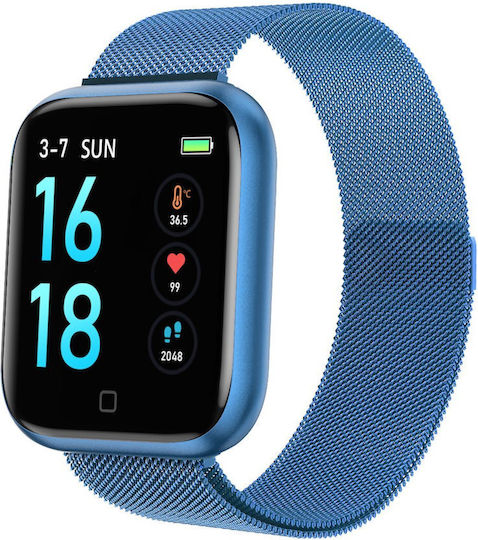 Cristal Time 80 Smartwatch Fashion 1.3 Inch IPS Color TFT Display Heart Rate Measurement Sleep Monitoring Music Photos Reminder Blue