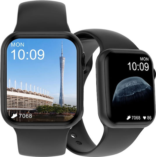 Smartwatch Idealstore I Watch S6 Voll-Touchscreen Gebogenes 2.5D-Display Anruffunktion Eingebauter Lautsprecher Mikrofon Multi-Sport-Funktion Herzfrequenzsensor Schrittzähler Schlafmonitor Farbe Schwarz