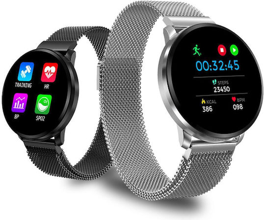Brățară Fitness Smartwatch Ecran Complet 68 Brățară Metalică Magnetică Monitorizare Ritm Cardiac Monitorizare Somn Tensiune Arterială Apeluri Notificări Facebook Sms Rezistent la Apă Ip67 Ecran Tactil Complet 1.23 Negru