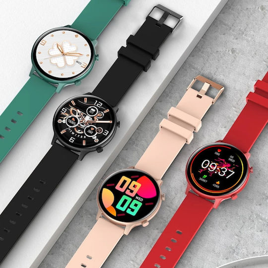 Smartwatch Versa Idealstore Bildschirmgröße 1,32 Zoll Wasserfest Bluetooth Herzfrequenzmesser Blutdruck Blutsauerstoff Anrufbenachrichtigungen Multi-Sport Kompatibel mit iOS Android Rosa