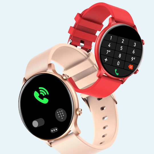 Smartwatch Versa Idealstore Bildschirmgröße 1,32 Zoll Wasserfest Bluetooth Herzfrequenzmesser Blutdruck Blutsauerstoff Anrufbenachrichtigungen Multi-Sport Kompatibel mit iOS Android Rosa