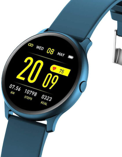 Kingwear Smartwatch Idealstore 1,3 Zoll HD Touchscreen Wasserfest Schrittzähler Herzfrequenzmesser Blutdruckmesser Sitzende Erinnerung Sportmodus Blau