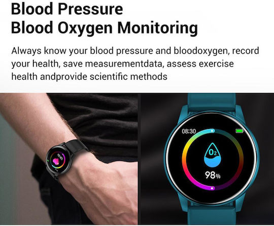 Kingwear Smartwatch Idealstore 1,3 Zoll HD Touchscreen Wasserfest Schrittzähler Herzfrequenzmesser Blutdruckmesser Sitzende Erinnerung Sportmodus Blau