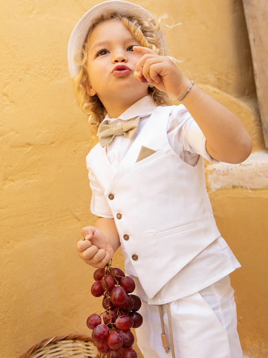 Bambolino Baptism Suit with Vest for Boys Filippos White 6 Pieces