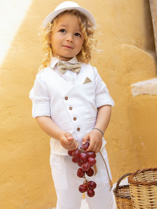 Bambolino Baptism Suit with Vest for Boys Filippos White 6 Pieces
