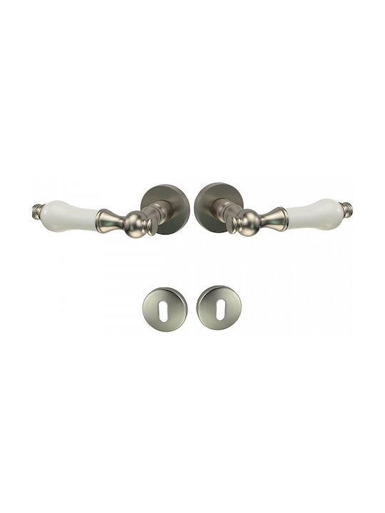 Viobrass Hebel Vordertür mit Rosette Rechts 218 Nickel