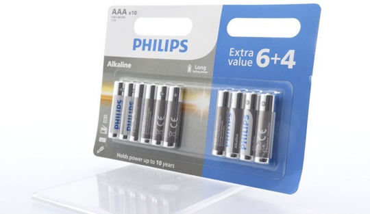 Алкални Батерии Philips AAA 6+4 Броя