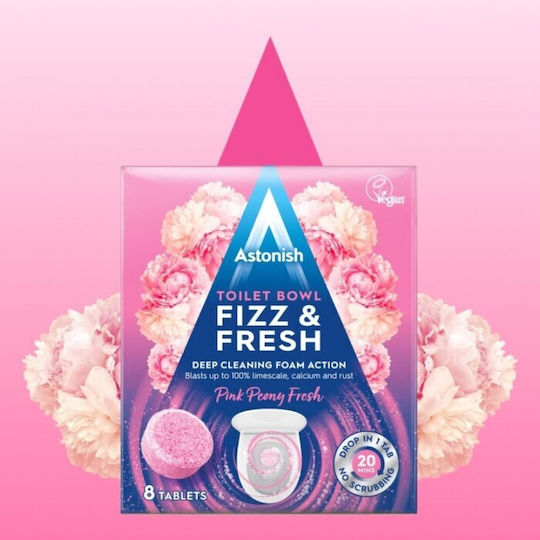 Astonish Таблетки Тоалетна с Аромат Розов божур Fresh 200гр 8 табове