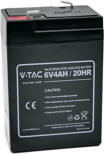 V-TAC UPS Battery with Capacity 4Ah and Voltage 6V 23448 1pcs