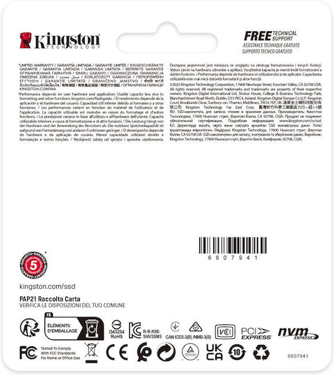 Kingston NV3 SSD 2TB τύπου M.2 με σύνδεση PCI Express 4.0