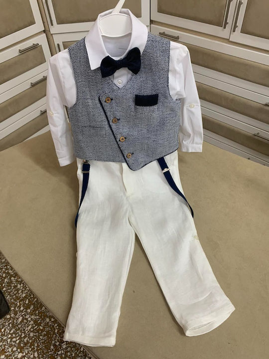 Nst Nastasia Costum De Botez Cu Vestă Pentru Băieți Francois Pierre Degas Albastru
