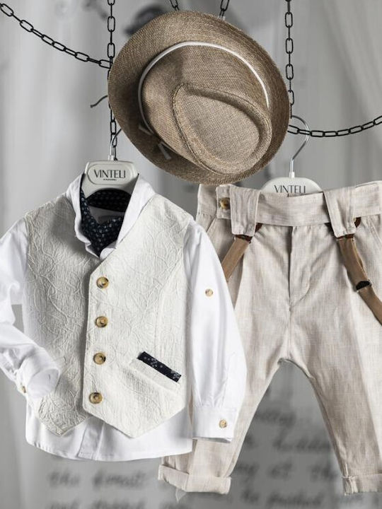 Vinteli Baptism Suit with Vest for Boys Ecru