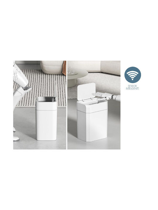 Basic Home Κάδος Απορριμμάτων Πλαστικός με Φωτοκύτταρο Λευκός 12lt