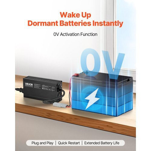 Vevor 12V 10A Lithium Battery Charger 14.6V AC-DC LiFePO4 Smart Charger RV