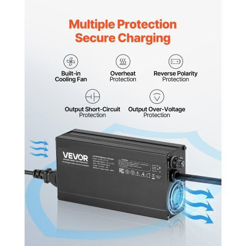 Vevor 12V 10A Lithium Battery Charger 14.6V AC-DC LiFePO4 Smart Charger RV