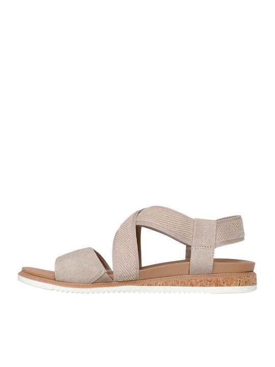 Bobs Desert Kiss Women's Flat Sandals in Beige Color