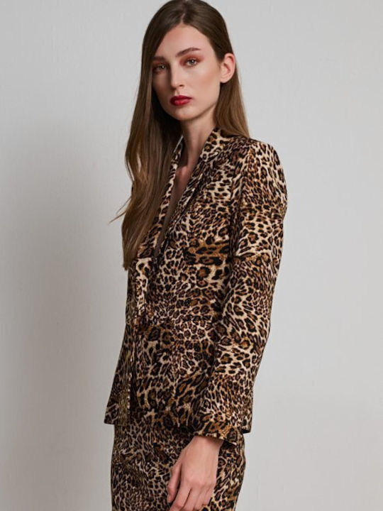 Desiree Lung Blazer pentru femei Sacou Leopard
