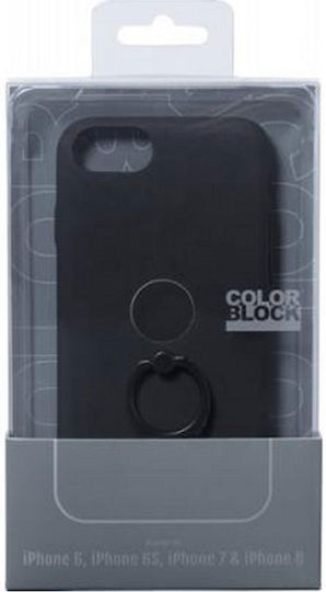 Color Block Case Iphone 6 6s 7 8 Hard Integrated Ring Black