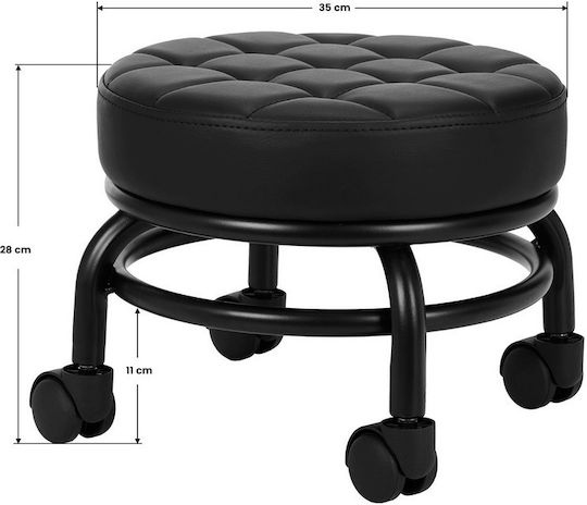 Salon Tech Räderbarer Friseursalon- und Spa-Hocker mit Höhe 13cm Schwarz