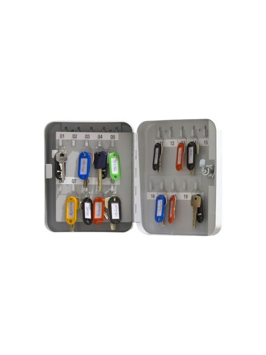 Arregui Agățătoare Chei De Perete Metalică 20 Compartimente Cu Încuietoare 16x6x20cm