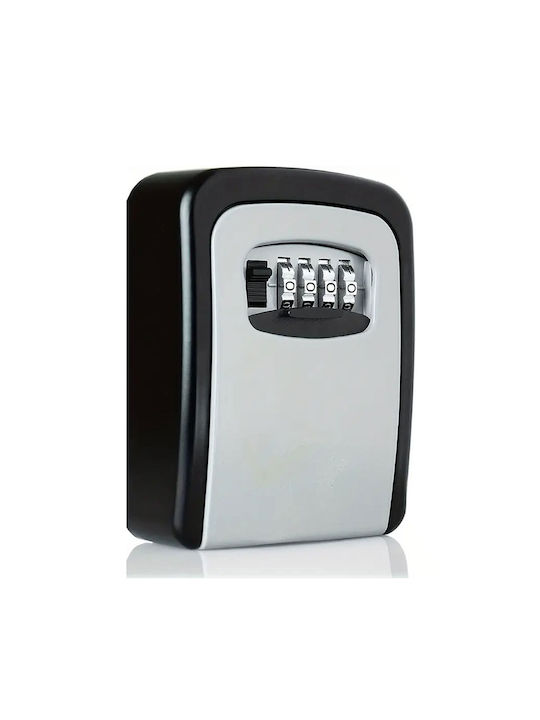 Helix Wall-mounted Combination Key Holder Metallic with Combination Dial 10 Hooks 9x3.5x11.5cm