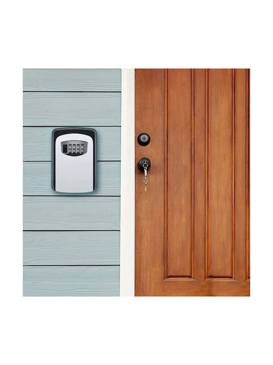 Helix Wall-mounted Combination Key Holder Metallic with Combination Dial 10 Hooks 9x3.5x11.5cm