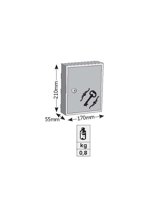Viometal LTD Agățătoare Chei De Perete Metalică 1310 10 Compartimente Albă 10 Compartimente Cu Încuietoare 17x5.5x21cm