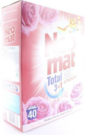 Neomat Total Απορρυπαντικό Ρούχων σε Σκόνη με Άρωμα Άγριο Τριαντάφυλλο 2kg (40 Μεζούρες)
