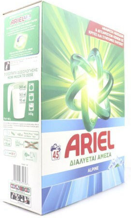 Ariel Alpine Απορρυπαντικό σε Σκόνη για Χρωματιστά & Λευκά Ρούχα (45 Μεζούρες)