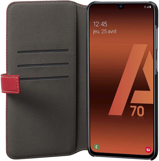 Façonnable Case Samsung Galaxy A70 Folio Sellier Lacquered Button Red