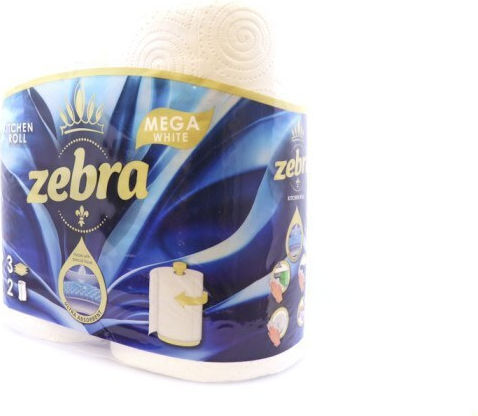 Zebra White Mega Küchenpapier 2 Rollen 3 Blätter