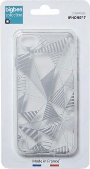 Bigben Connected Handyhülle iPhone SE 2020 8 7 Halbrigide Dreieckige Grafiken Silber