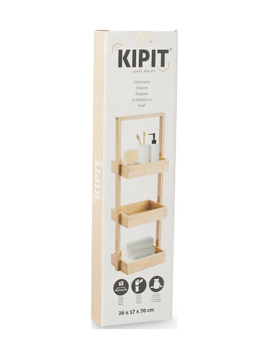 Kipit Подов Рафт за баня Бамбуков с 3 рафта 26x17x70см Бежов