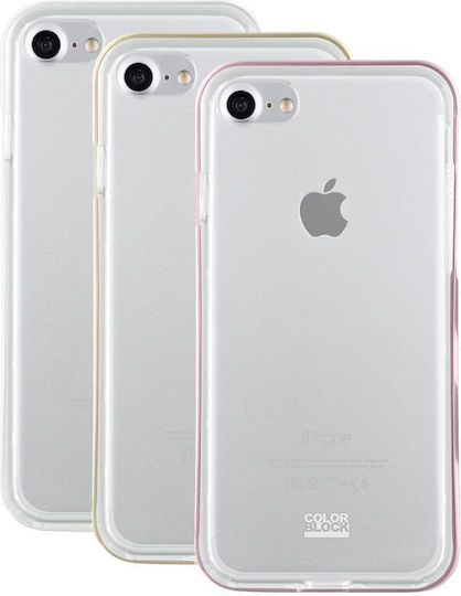 Color Block Pack 3 Bumpere iPhone 6 6s 7 8 Colorblock Alb Roz
