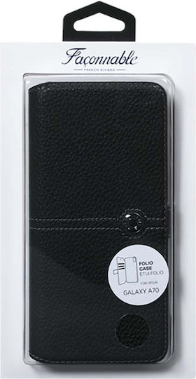 Husă Façonnable Samsung Galaxy A70 Book Sellier Lacquered Buton Negru