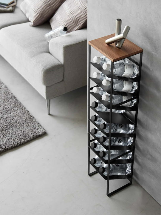 Yamazaki Free Standing Metallic Wine Cabinet for 8 Bottles Black 20x19.3x88.5cm