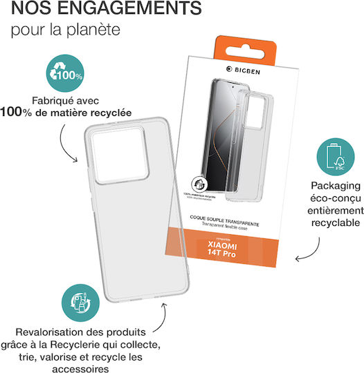 Bigben Handyhülle Xiaomi 14t Pro Flexibel Silisoft Anti-Yellowing Transparente