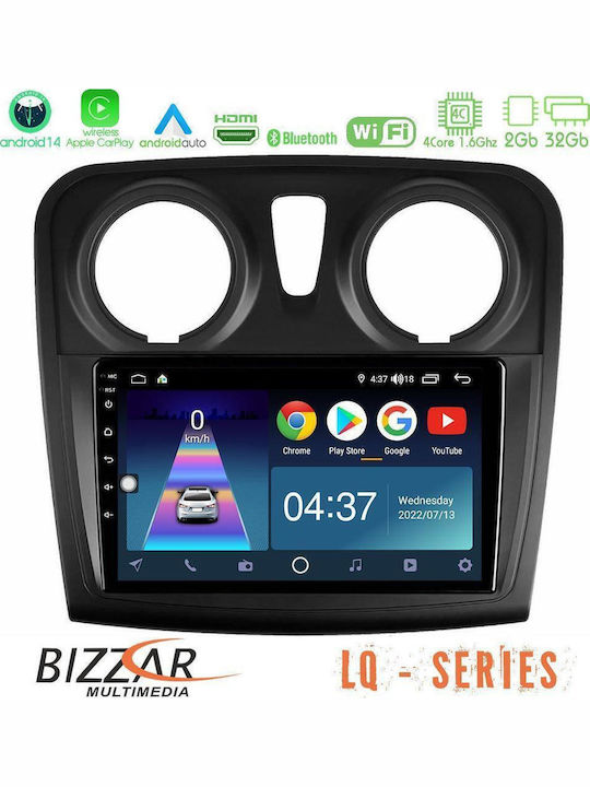 Bizzar Ηχοσύστημα Αυτοκινήτου για Dacia Dokker 2014-2021 (Bluetooth/USB/WiFi/GPS/Apple-Carplay/Android-Auto) με Οθόνη Αφής 9"