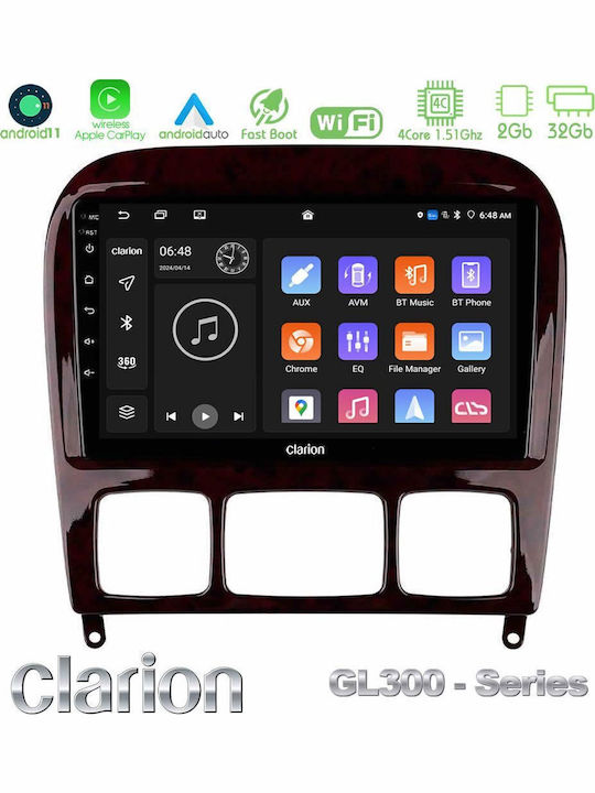 Clarion Sistem Audio Auto pentru Mercedes-Benz Clasa S 1999-2004 (Bluetooth/USB/AUX/WiFi/GPS/Apple-Carplay/Android-Auto) cu Ecran Tactil 9"
