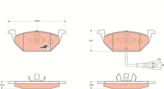 TRW Brake Pad Front 4pcs for Seat Altea / Leon / Toledo Skoda Octavia / Praktik / Roomster / Yeti Volkswagen Beetle / Bora / Golf